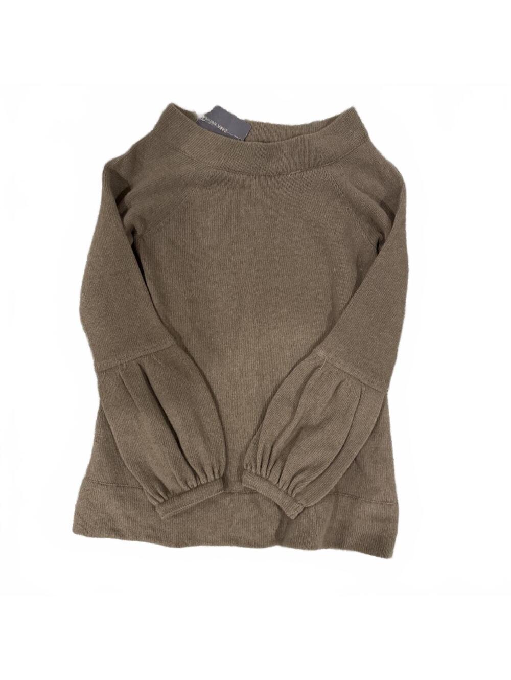 Women’s Zara Brown Knit Crew Neck Sweater New With Tags Size Medium